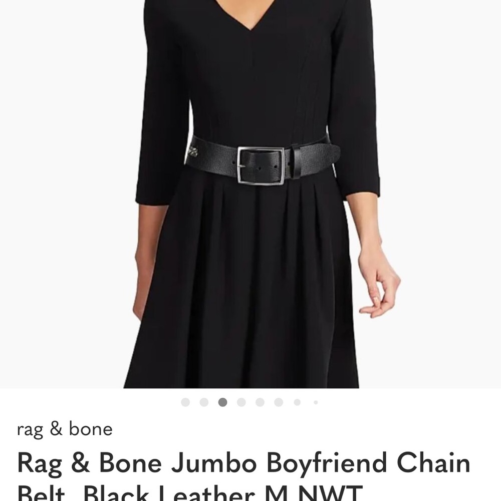 Rag & Bone Jumbo Boyfriend Chain Belt, Black Leather M NWT - Picture 9 of 10
